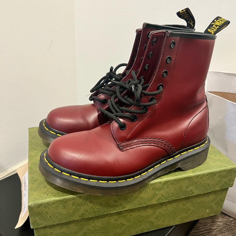 Dr. Martens Women's Cherry Red Leather Boots Size 7